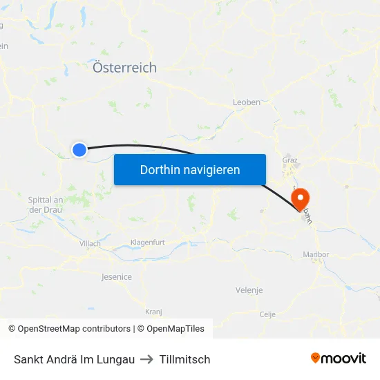 Sankt Andrä Im Lungau to Tillmitsch map