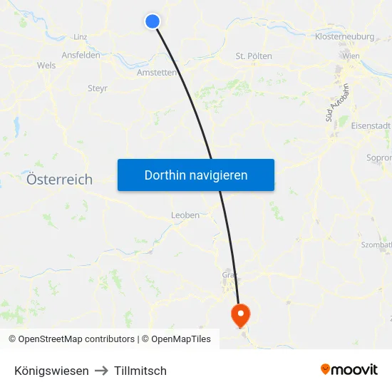 Königswiesen to Tillmitsch map