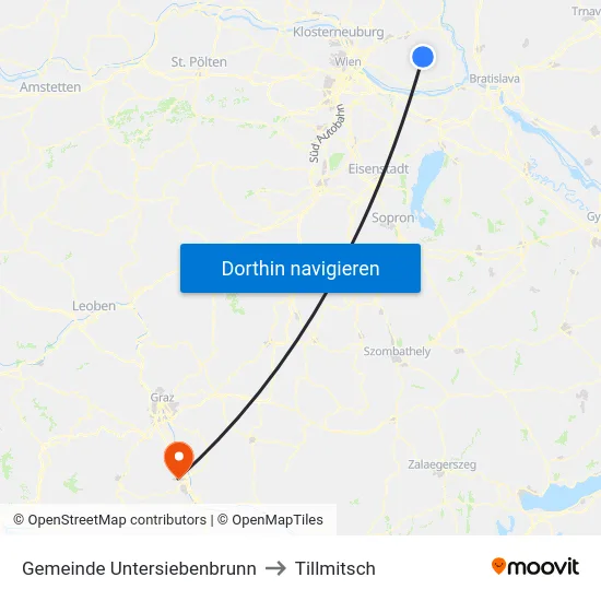 Gemeinde Untersiebenbrunn to Tillmitsch map