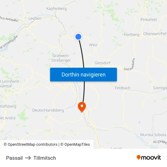 Passail to Tillmitsch map