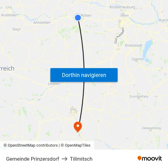 Gemeinde Prinzersdorf to Tillmitsch map