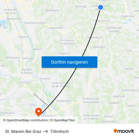 St. Marein Bei Graz to Tillmitsch map