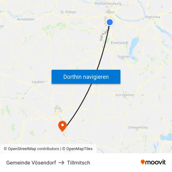 Gemeinde Vösendorf to Tillmitsch map