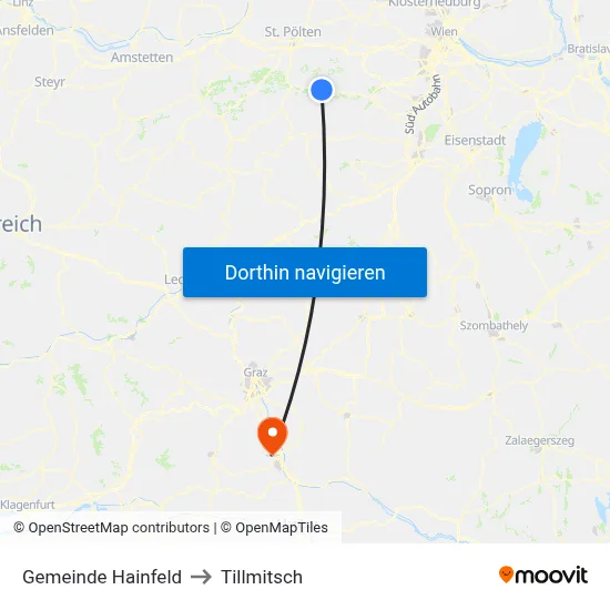 Gemeinde Hainfeld to Tillmitsch map