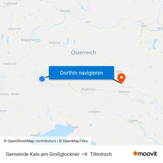 Gemeinde Kals am Großglockner to Tillmitsch map