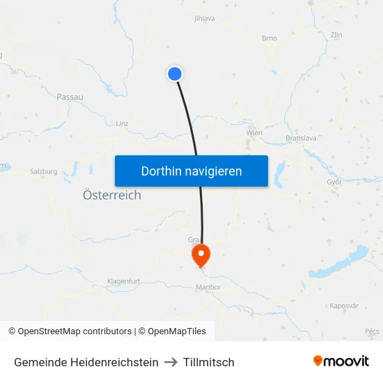 Gemeinde Heidenreichstein to Tillmitsch map