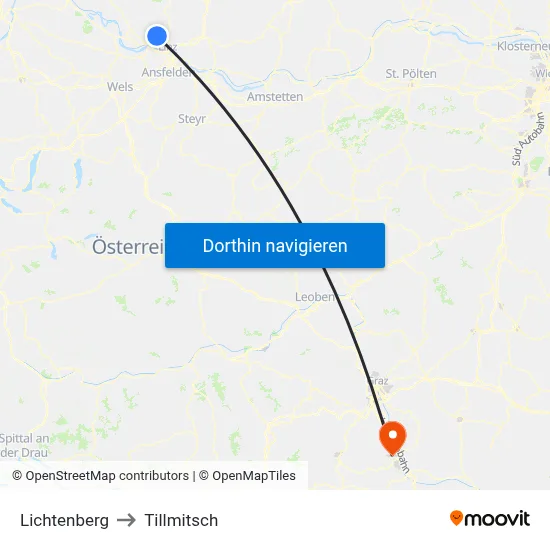 Lichtenberg to Tillmitsch map