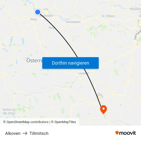 Alkoven to Tillmitsch map