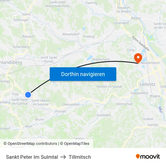 Sankt Peter Im Sulmtal to Tillmitsch map