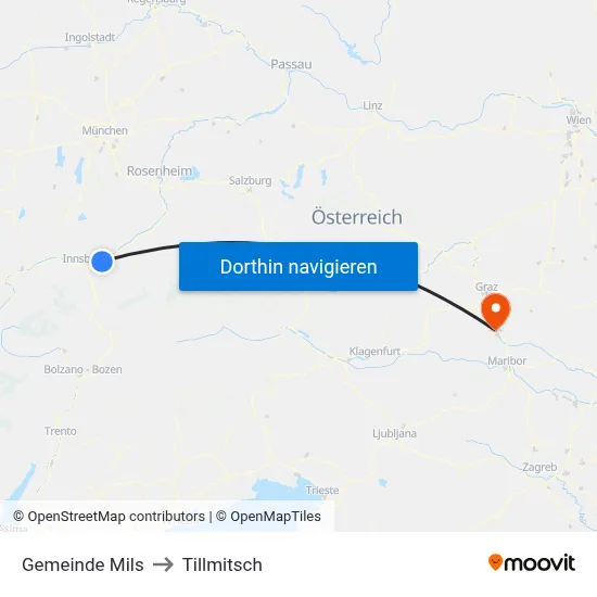 Gemeinde Mils to Tillmitsch map