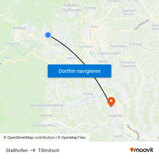Stallhofen to Tillmitsch map