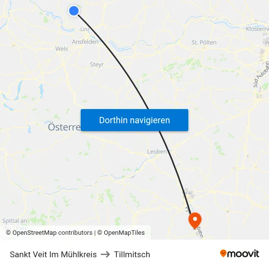 Sankt Veit Im Mühlkreis to Tillmitsch map