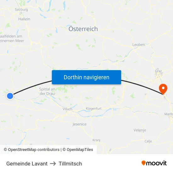 Gemeinde Lavant to Tillmitsch map
