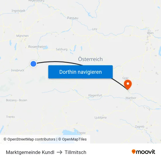 Marktgemeinde Kundl to Tillmitsch map