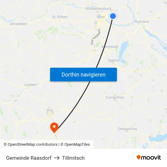 Gemeinde Raasdorf to Tillmitsch map