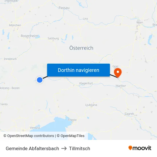 Gemeinde Abfaltersbach to Tillmitsch map