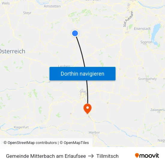 Gemeinde Mitterbach am Erlaufsee to Tillmitsch map