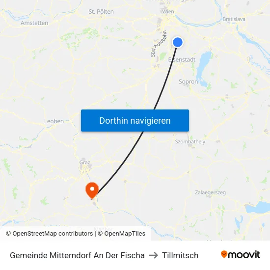 Gemeinde Mitterndorf An Der Fischa to Tillmitsch map