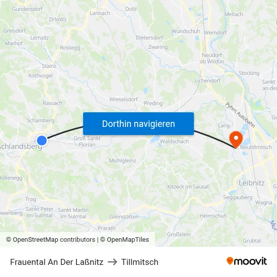 Frauental An Der Laßnitz to Tillmitsch map