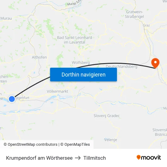 Krumpendorf am Wörthersee to Tillmitsch map