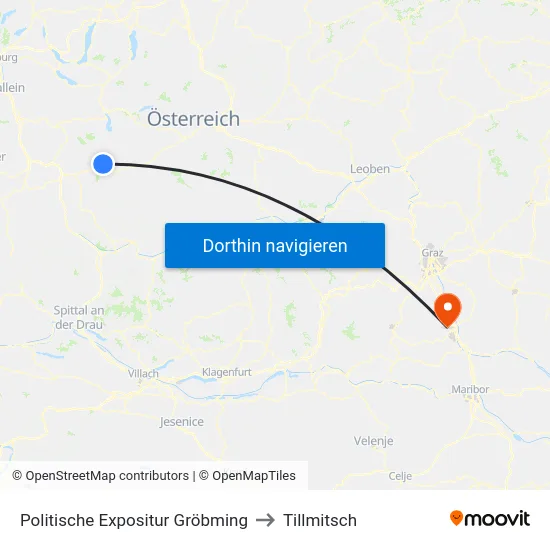 Politische Expositur Gröbming to Tillmitsch map