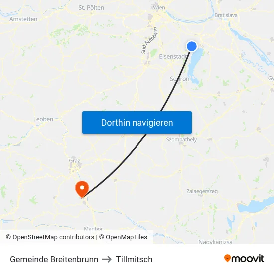 Gemeinde Breitenbrunn to Tillmitsch map