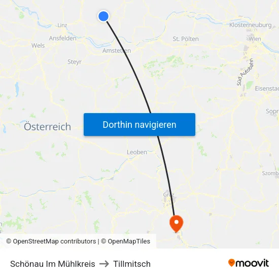 Schönau Im Mühlkreis to Tillmitsch map