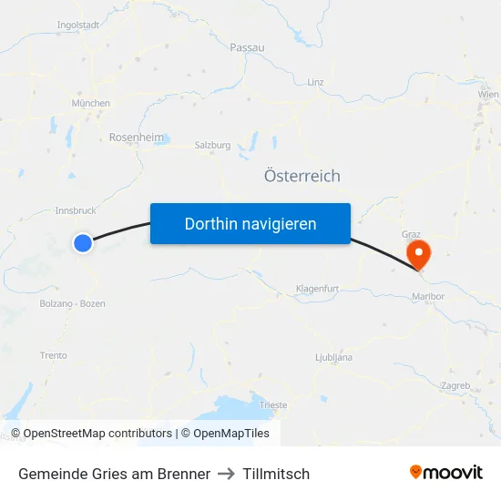 Gemeinde Gries am Brenner to Tillmitsch map