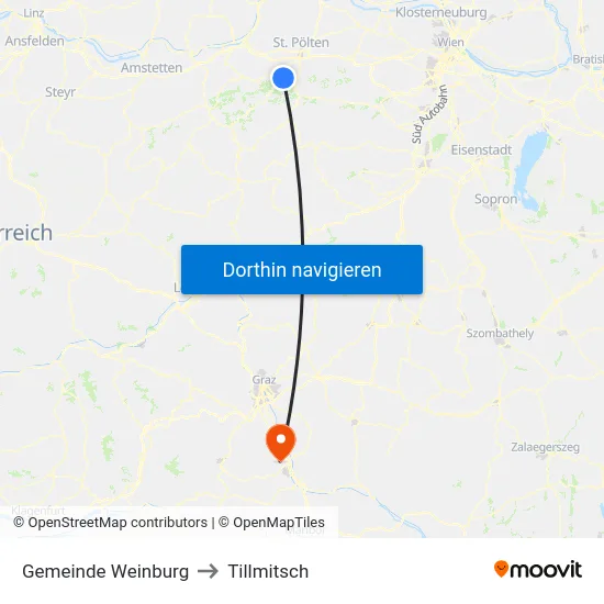 Gemeinde Weinburg to Tillmitsch map
