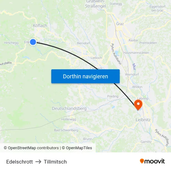 Edelschrott to Tillmitsch map