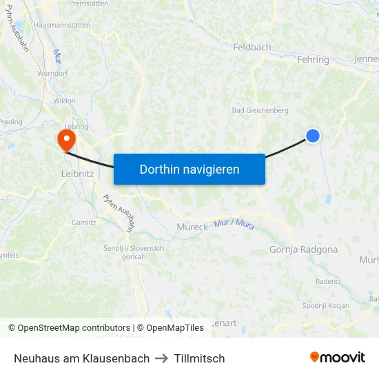Neuhaus am Klausenbach to Tillmitsch map