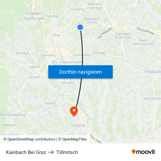 Kainbach Bei Graz to Tillmitsch map