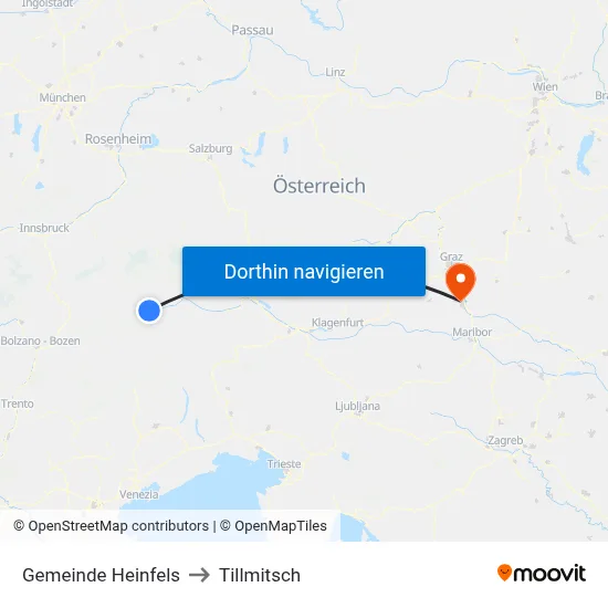 Gemeinde Heinfels to Tillmitsch map