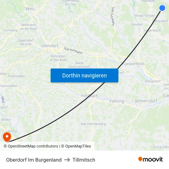 Oberdorf Im Burgenland to Tillmitsch map