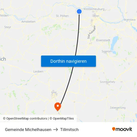 Gemeinde Michelhausen to Tillmitsch map