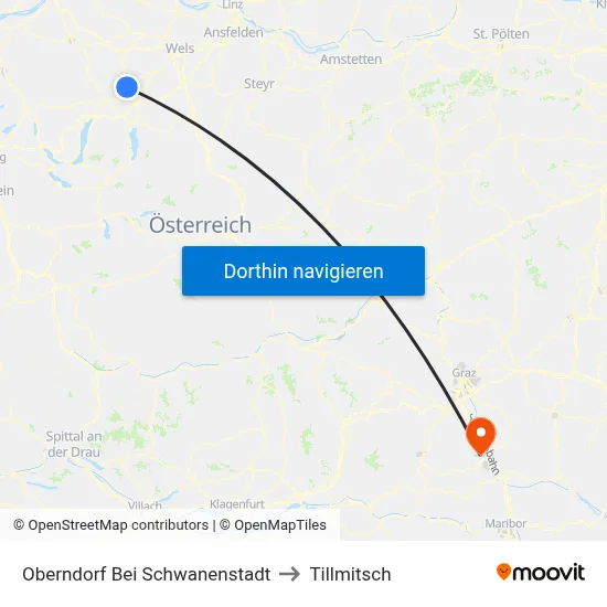 Oberndorf Bei Schwanenstadt to Tillmitsch map