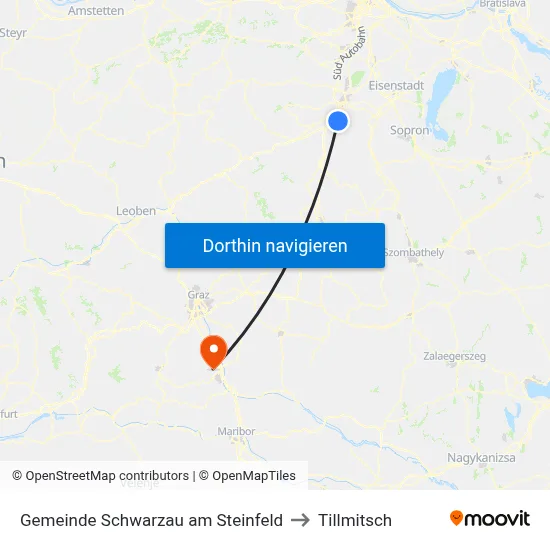 Gemeinde Schwarzau am Steinfeld to Tillmitsch map