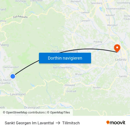 Sankt Georgen Im Lavanttal to Tillmitsch map