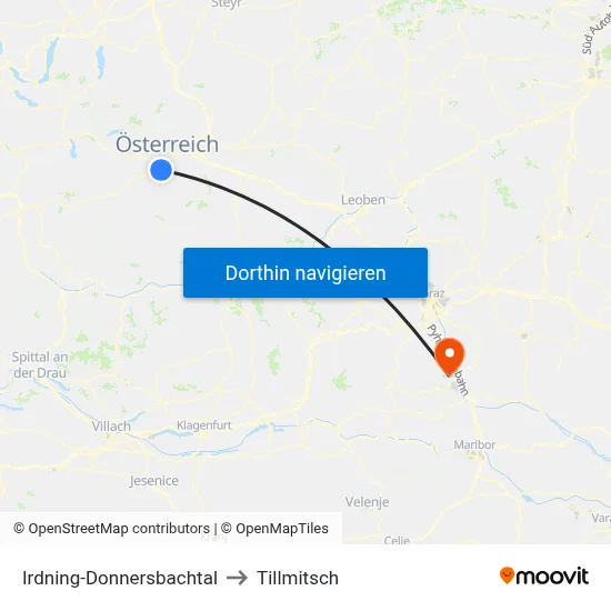 Irdning-Donnersbachtal to Tillmitsch map