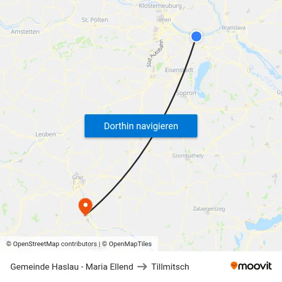 Gemeinde Haslau - Maria Ellend to Tillmitsch map