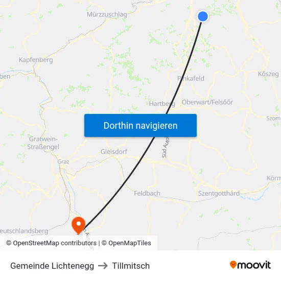 Gemeinde Lichtenegg to Tillmitsch map