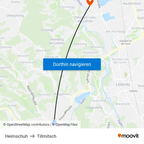 Heimschuh to Tillmitsch map
