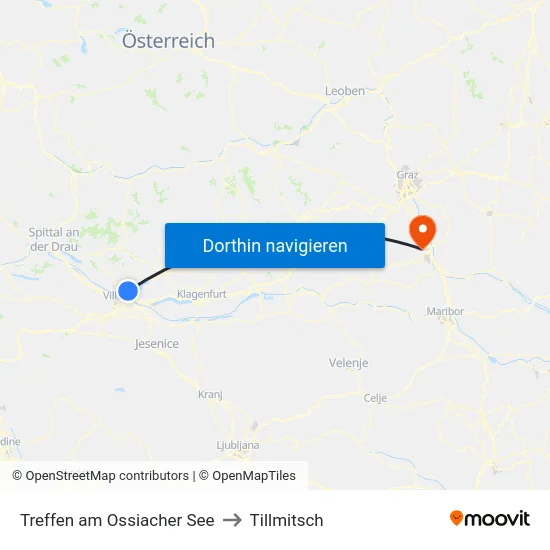 Treffen am Ossiacher See to Tillmitsch map