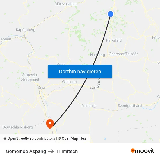 Gemeinde Aspang to Tillmitsch map