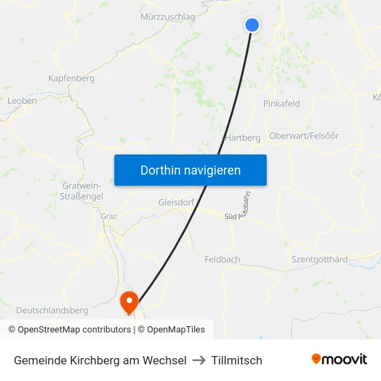 Gemeinde Kirchberg am Wechsel to Tillmitsch map
