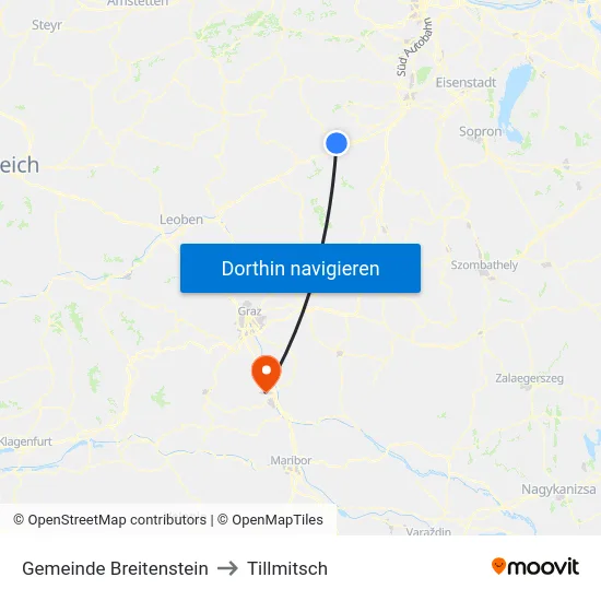 Gemeinde Breitenstein to Tillmitsch map