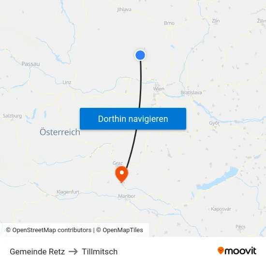 Gemeinde Retz to Tillmitsch map