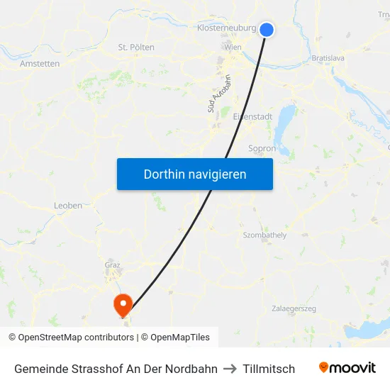 Gemeinde Strasshof An Der Nordbahn to Tillmitsch map