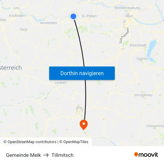 Gemeinde Melk to Tillmitsch map