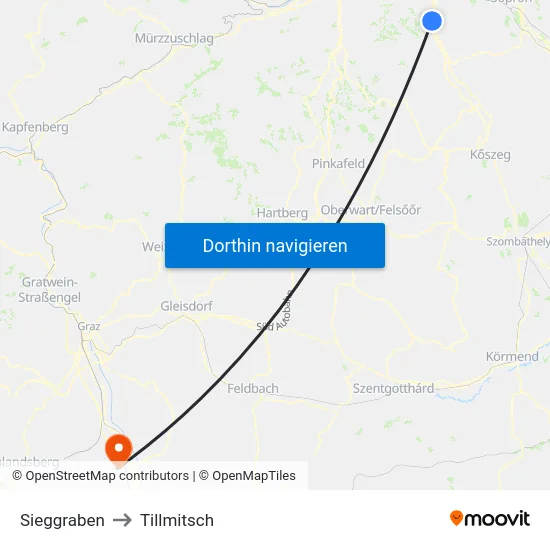 Sieggraben to Tillmitsch map